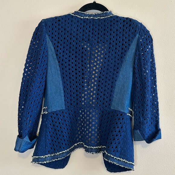 Blue Punched Holes Blazer - Picture 2 of 3